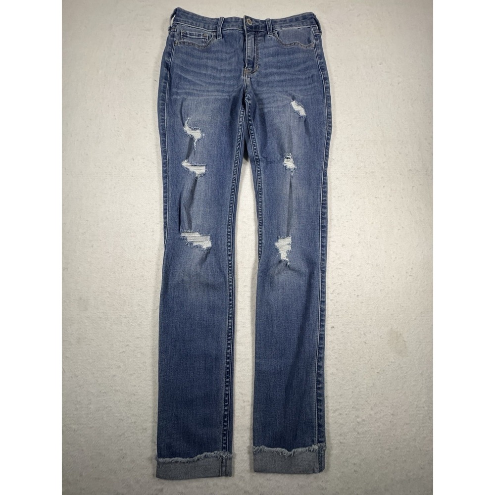 Hollister High Rise Super Skinny Jeans 27X30 Distressed Raw Hem Classic Stretch